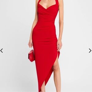 norma kamali women's cayla side drape gown red